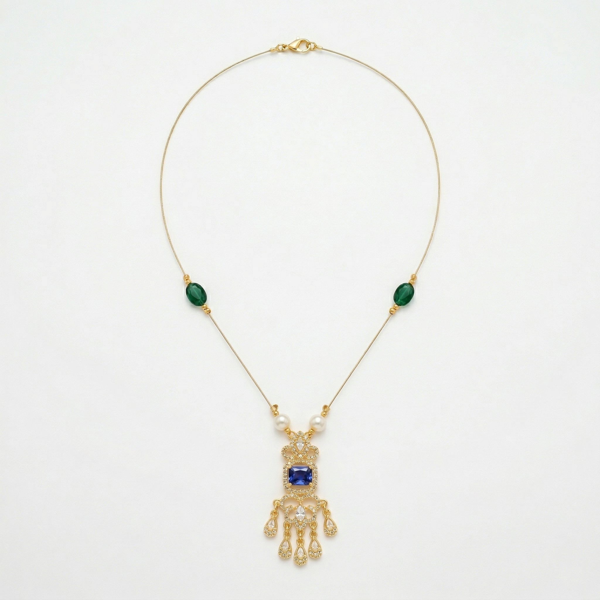 Minimal Luxe American Diamond Pendant Necklace (Gold Plated)