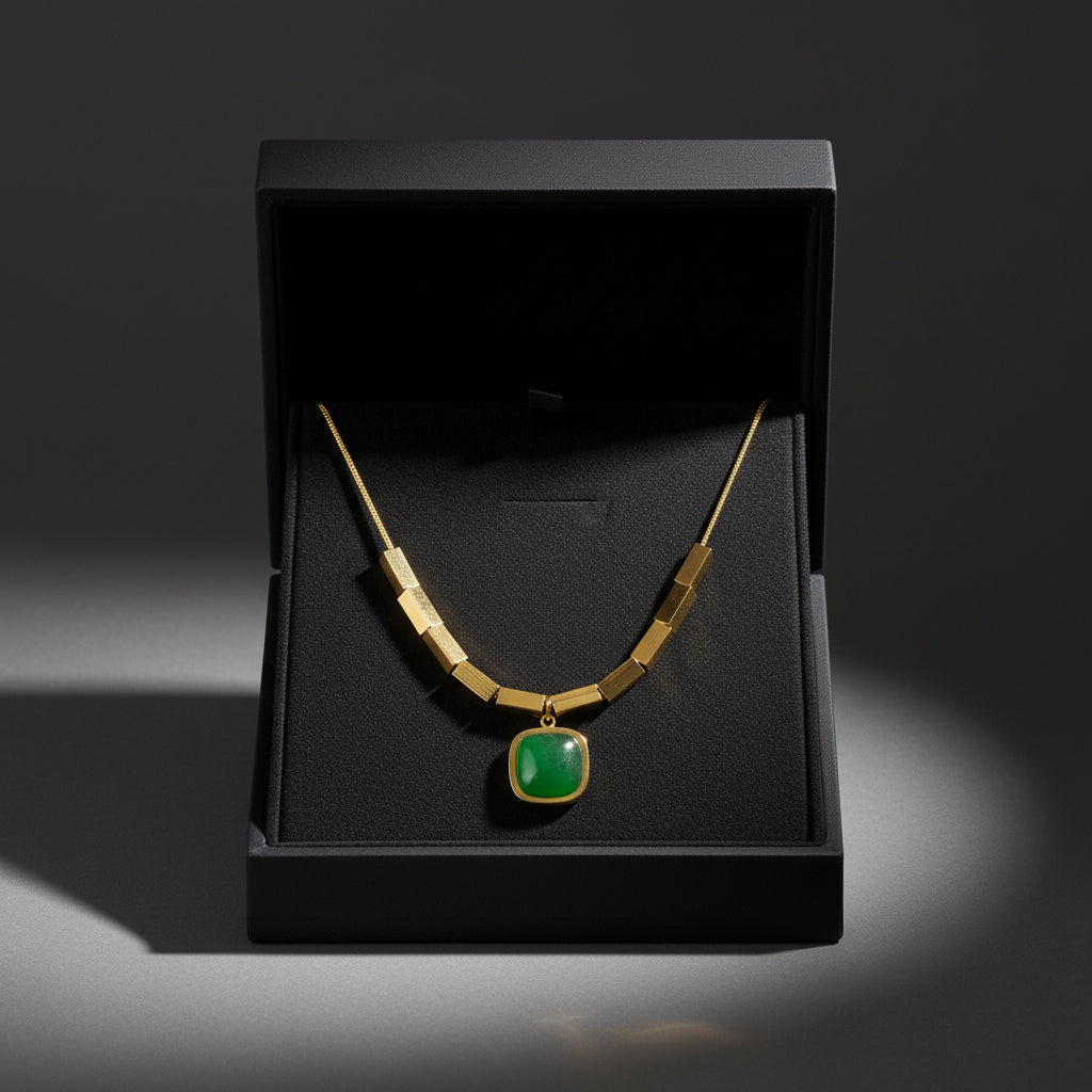 GeoGrace – Square Green Pendant Necklace