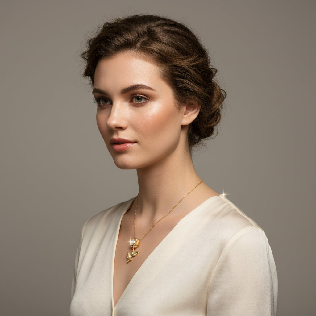 Rose Reverie – Crystal Bloom Necklace
