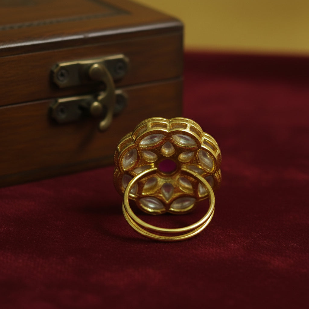 Padma Kundan Floral Statement Ring