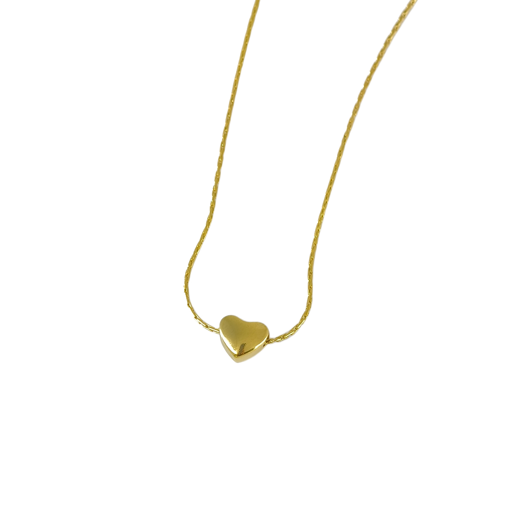 Golden Puff Heart Chain