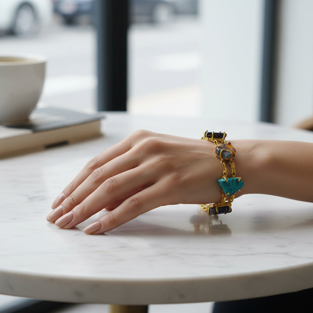 RangTarang – Multistone Mosaic Link Bracelet