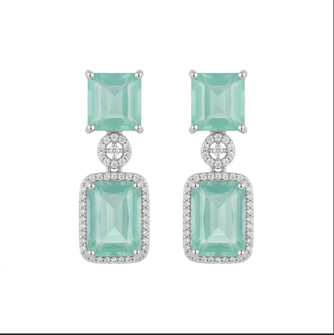 Regal Geometry American Diamond Necklace Set (Rhodium Plated)