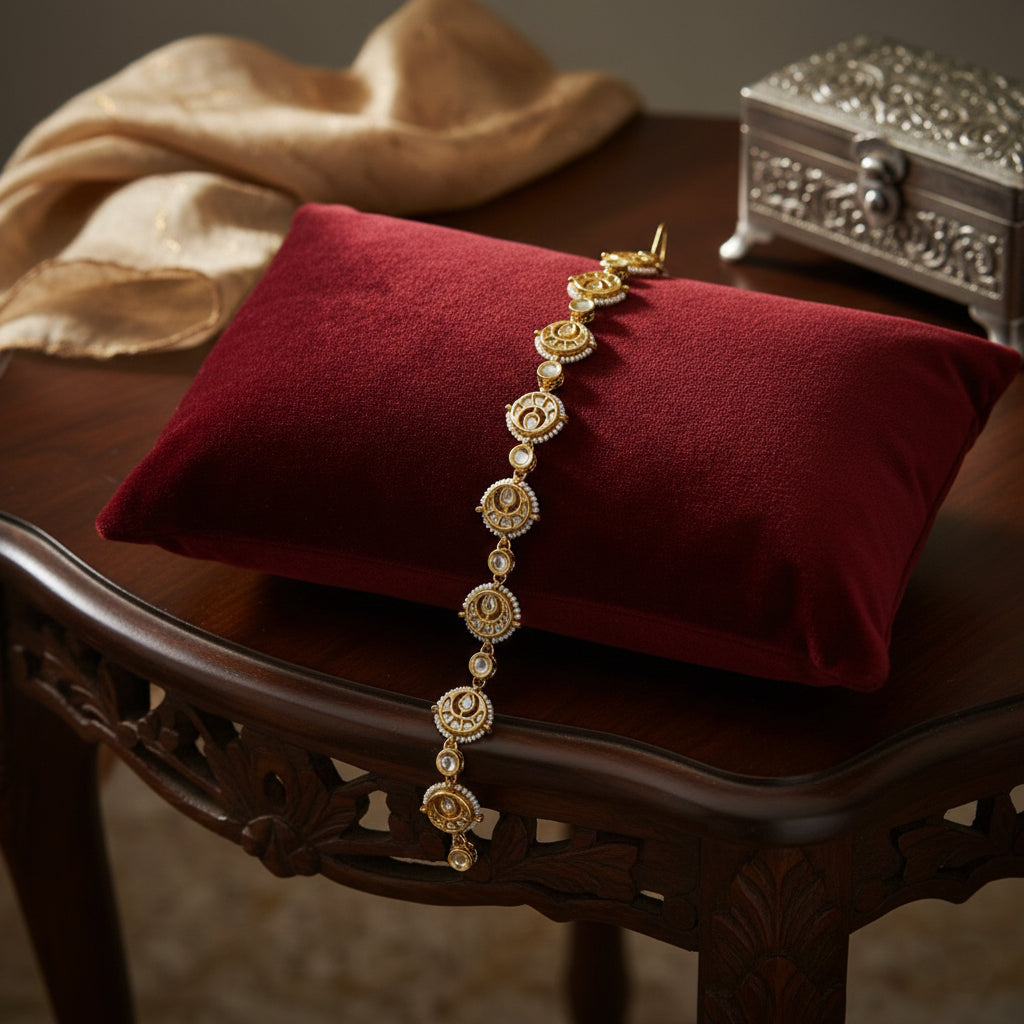 Rajdwari Reversible Kundan Meenakari Mathapatti