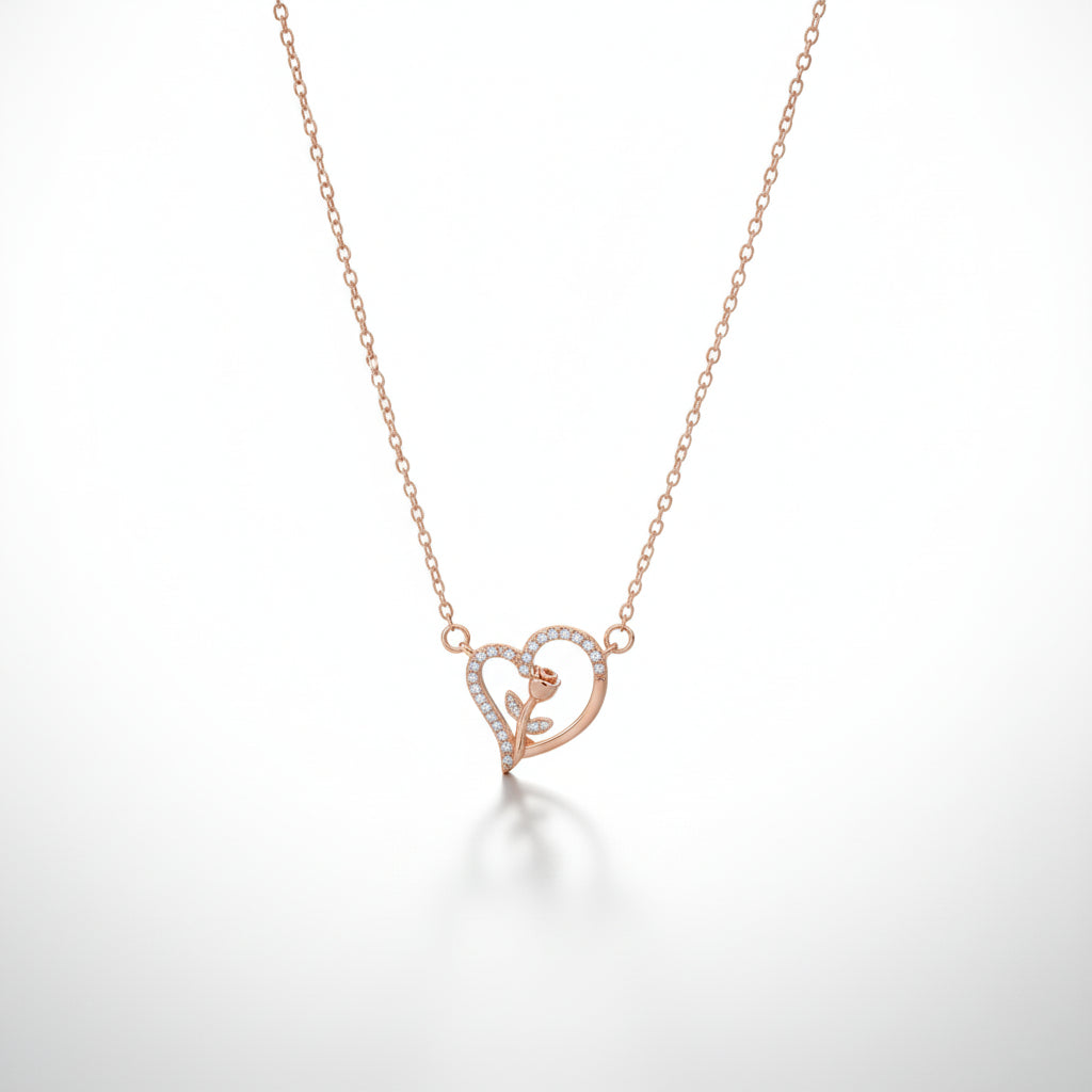 Heart Whisper – Rose Gold Love Pendant Necklace