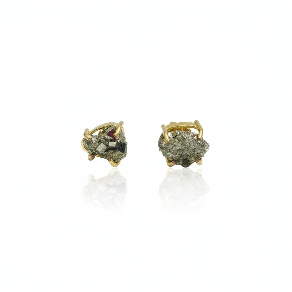 Pyrite Halo Stud Earrings