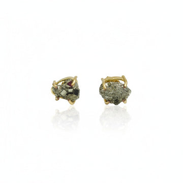 Pyrite Halo Stud Earrings